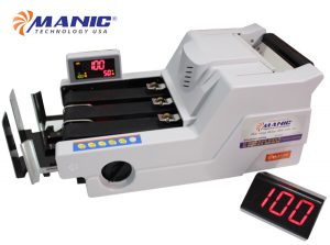 Manic B-6868 thuocj dạng máy nằm có công xuất đếm cao kèm thêm soi tiền giả có độ chính xác cao được ngân hàng tin dùng