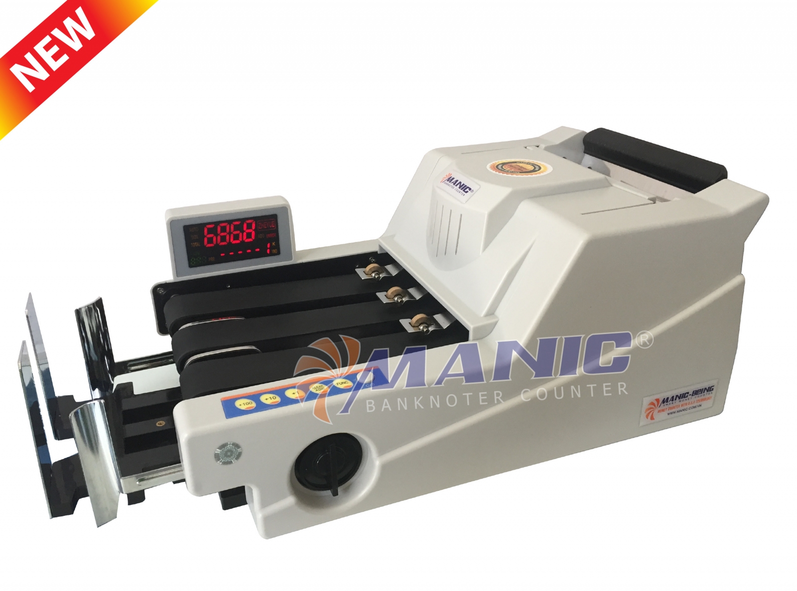 Máy đếm tiền MANIC B-6868 (nhập khẩu) trang bị bộ cảm biến màu sắc giúp máy nhận diện đúng mệnh giá khi đếm Máy đếm tiền MANIC B-6868 (nhập khẩu) trang bị bộ cảm biến màu sắc giúp máy nhận diện đúng mệnh giá khi đếm